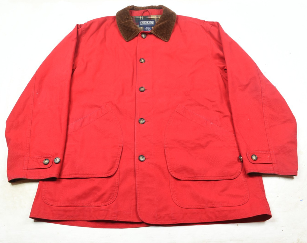 Lands' End Red Jacket with Brown Corduroy Collar